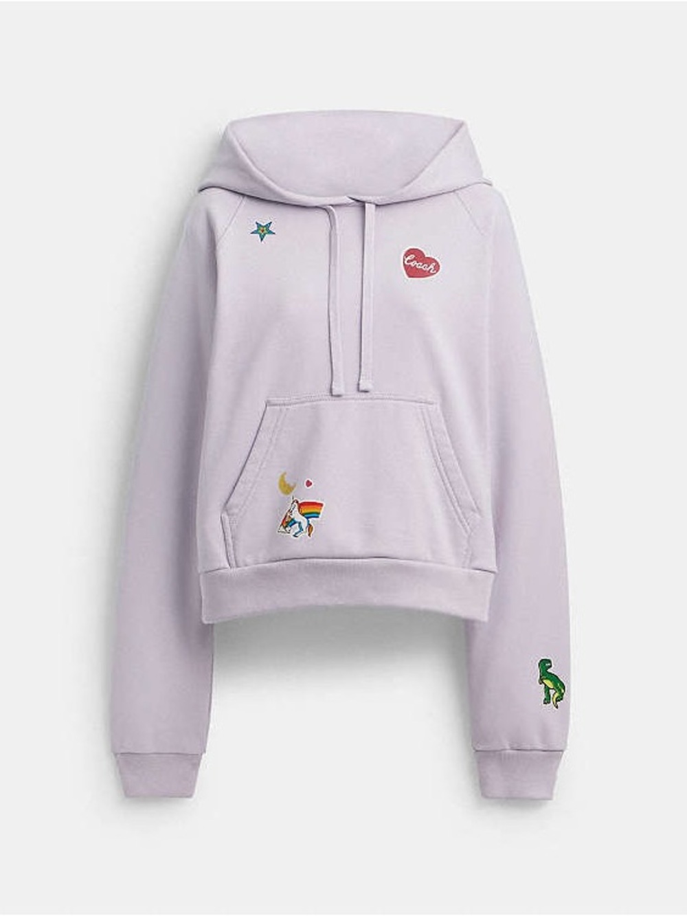 NWT Coach Shrunken Raglan Sticker Hoodie Light Purple Lavender Size Medium